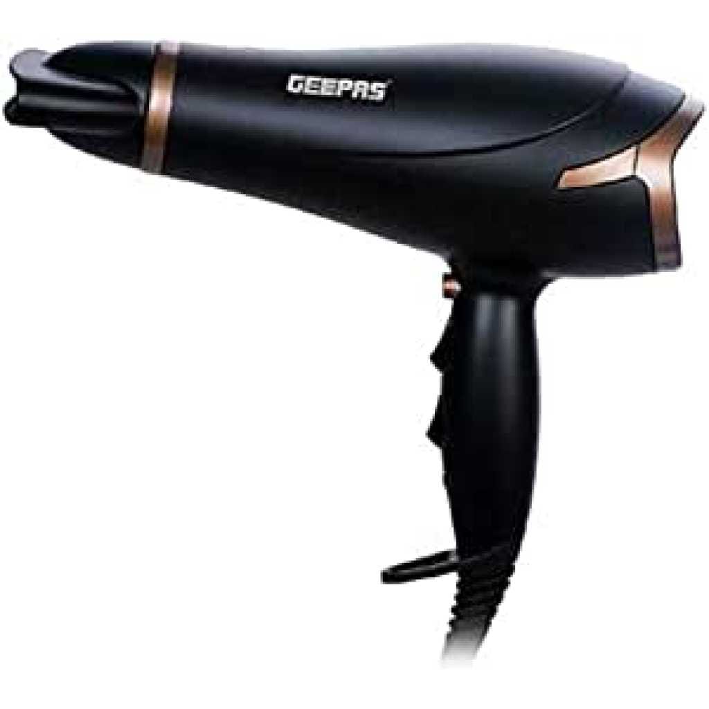 Geepas GH8643 Hair Dryer - 2-Speed & 3 Temperature Settings 2200W, Cool Shot Function For Frizz Free Shine Detachable Cap