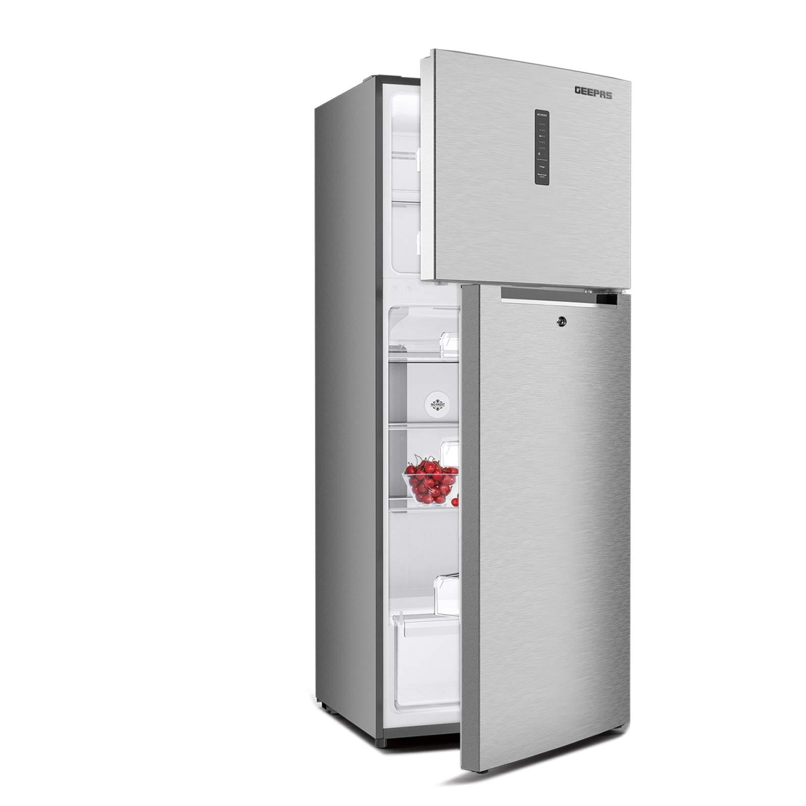 Geepas GRF5109SXHN 500L Double Door Refrigerator - Digital Temperature Control Quick Cooling & Long-lasting Freshness, Recessed Handle, Low Noise, Low Energy Consumption, Defrost Refrigerator