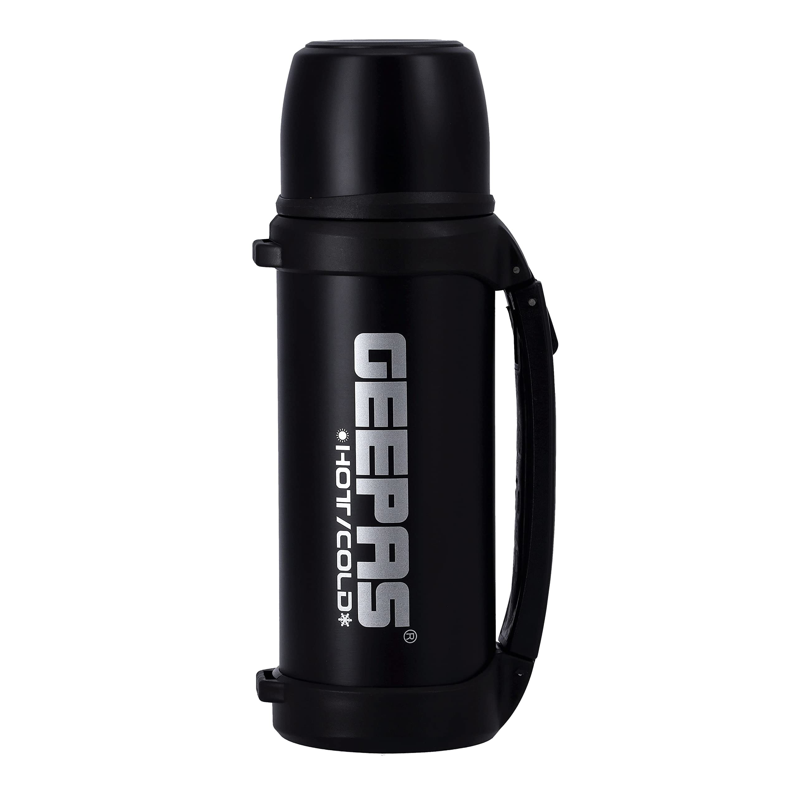 Geepas GSVB4112 Vacuum Flask, Stainless Steel Vacuum Bottle 1.8L Keep Hot & Cold Antibacterial topper & Cup - Perfect for Outdoor Sports, Fitness, Camping, Hiking, Office, School.