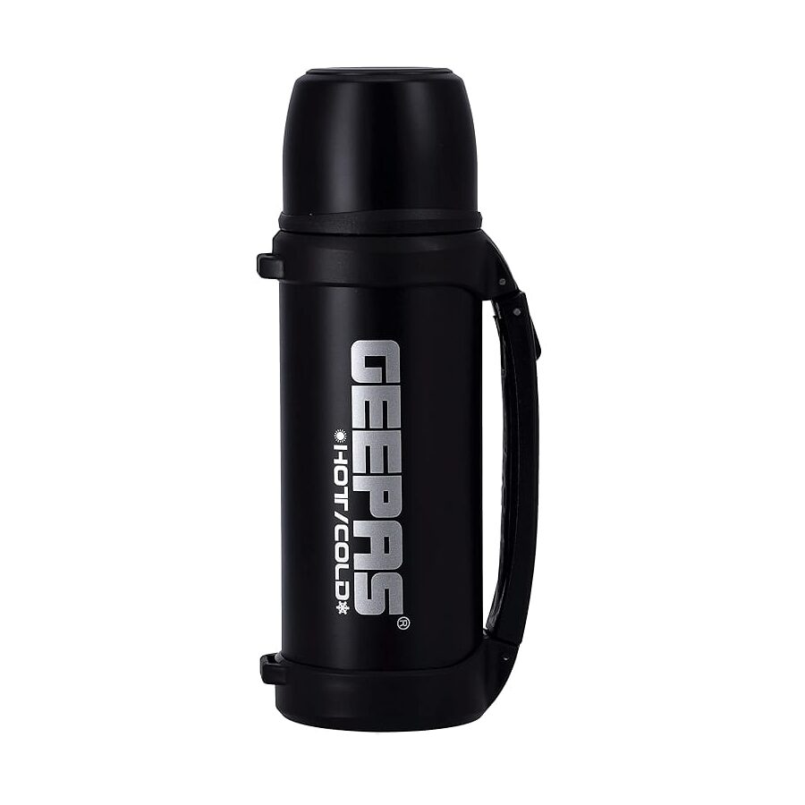 Geepas GSVB4113 2.2L Vacuum Flask - Stainless Steel Vacuum Bottle Keep Hot & Cold Antibacterial topper & Cup - Perfect for Outdoor Sports, Fitness, Camping, Hiking, Office, School
