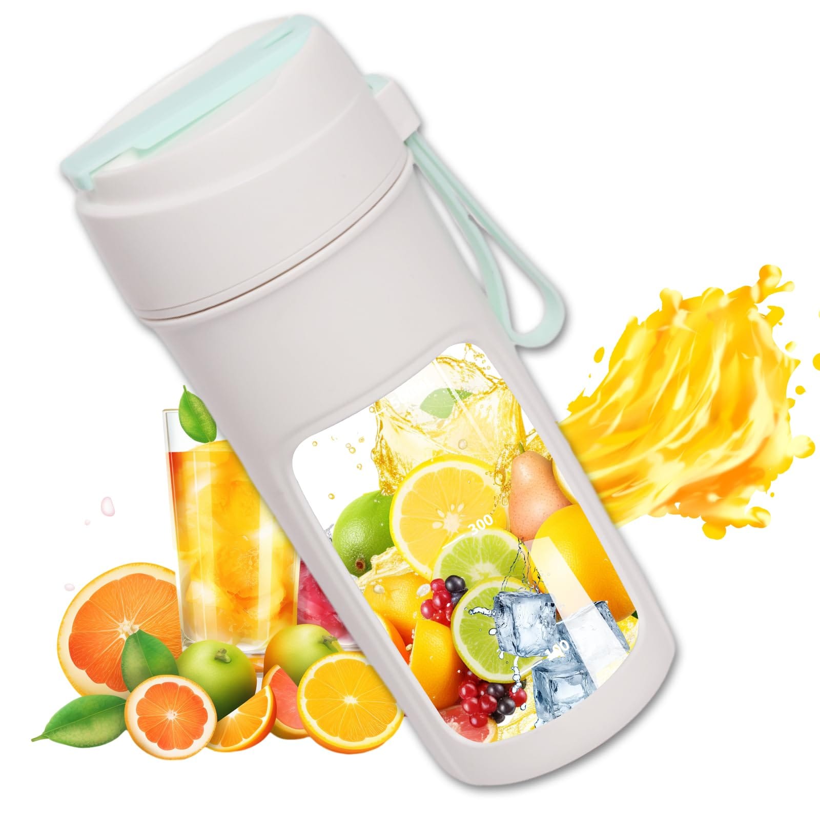 Geepas GSB44073 Rechargeable and Portable Juicer- Powerful Copper Motor with Safety Lock Function| Perfect for Juices, Smoothies, Milks