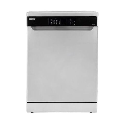 Geepas Free Standing Dishwasher- GDW1464SV/ 13 Place Setting Capacity, 2 Baskets, Stainless Steel Tub, 7 Programs, Quick, Intensive, Hygiene/Delay Timer, LED Display, Child Lock