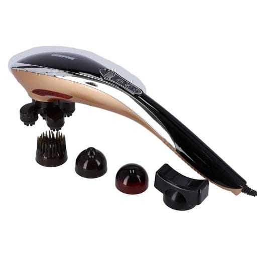 Geepas 5-In-1 Body Massager For Pain Relief- GM86038| Massager With An Ergonomic Non-Slip Grip| 4 Speed Control, 4 Program, Massager For Full-Body With 5 Different Detachable Heads| Black And Golden