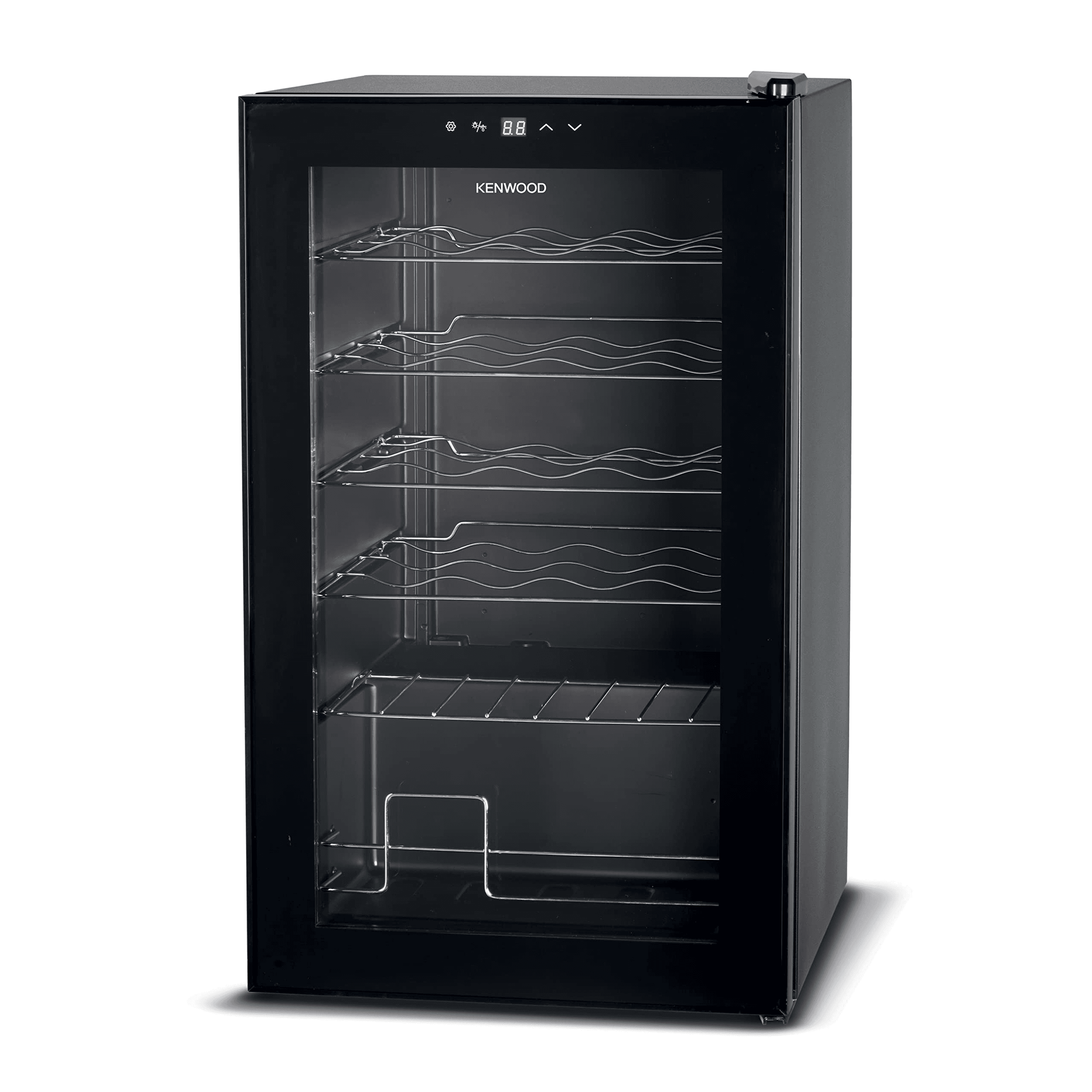 Kenwood Beverage Cooler, 24 Bottles Wine Cooler Refrigerator with Double Glass Door, Blue Light, Smart Temperature Control, BCM24.000BK
