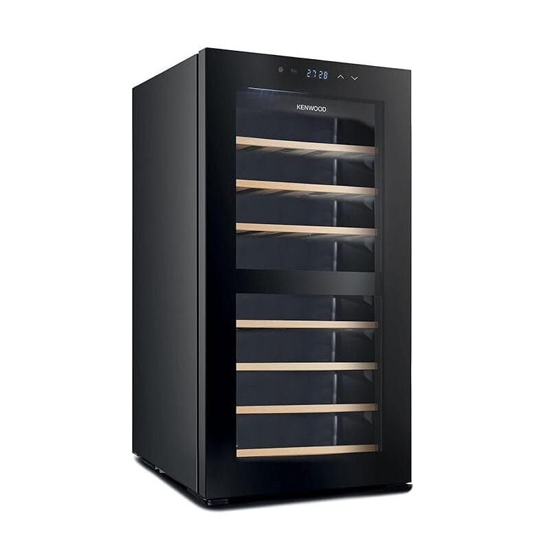 Kenwood Beverage Cooler, 43 Bottles Wine Refrigerator With Dual Temperature Zone, Double Glass Door, Blue Light, Smart Control BCW43.000BK