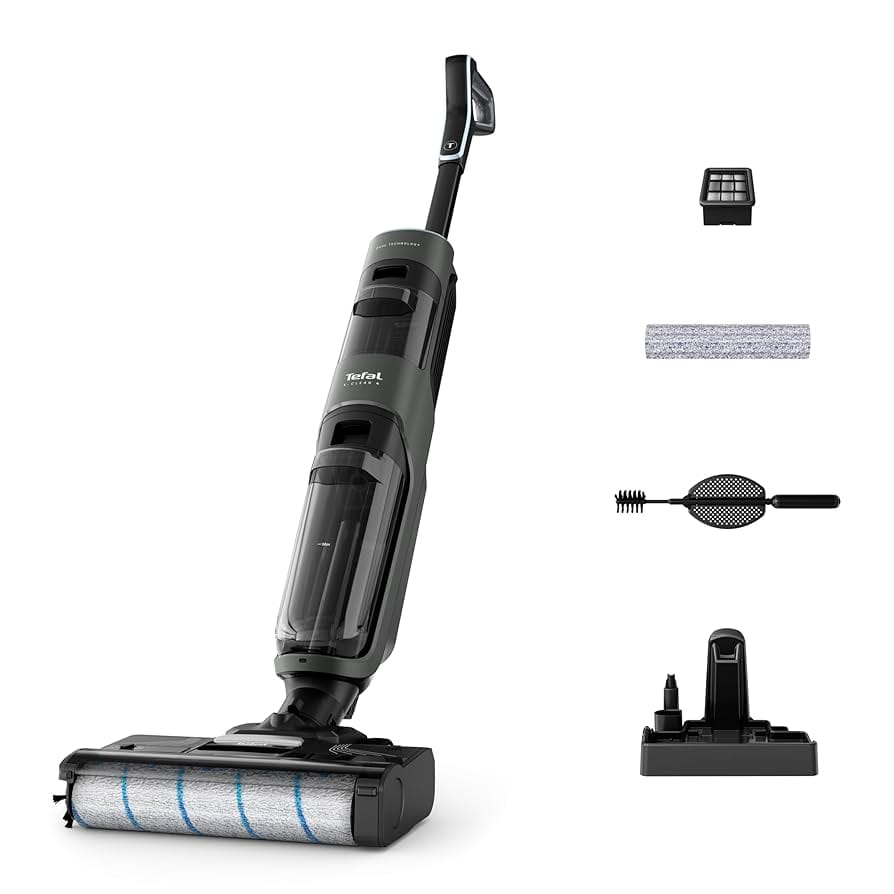 Tefal X-Clean 4 GF5035M0 - Wet and Dry Cordless Vacuum Cleaner, Timesaving 2-in-1 Washing and Vacuuming, Smart Dirt Detection, Extra-Long Running Time