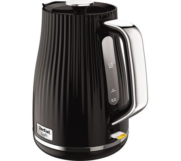 Tefal Loft Electric Kettle, 1.7L, Fast Boil, Cordless Kettle, Water level Window, 3000W, Removable Anti-Scale Filter, Precise Pouring Spout, KO250840, White Glossy Finish