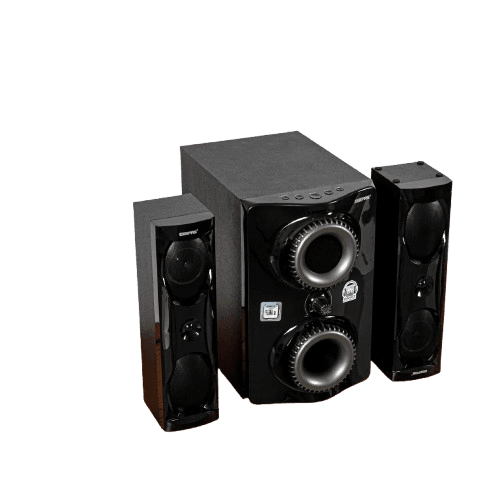 Geepas 2.1 CH Multimedia Speaker System with Remote Control- GMS8507N/ USB, SD, FM, Bluetooth and Karaoke Function/ 50000 W PMPO Audio Experience, Digital LED Display