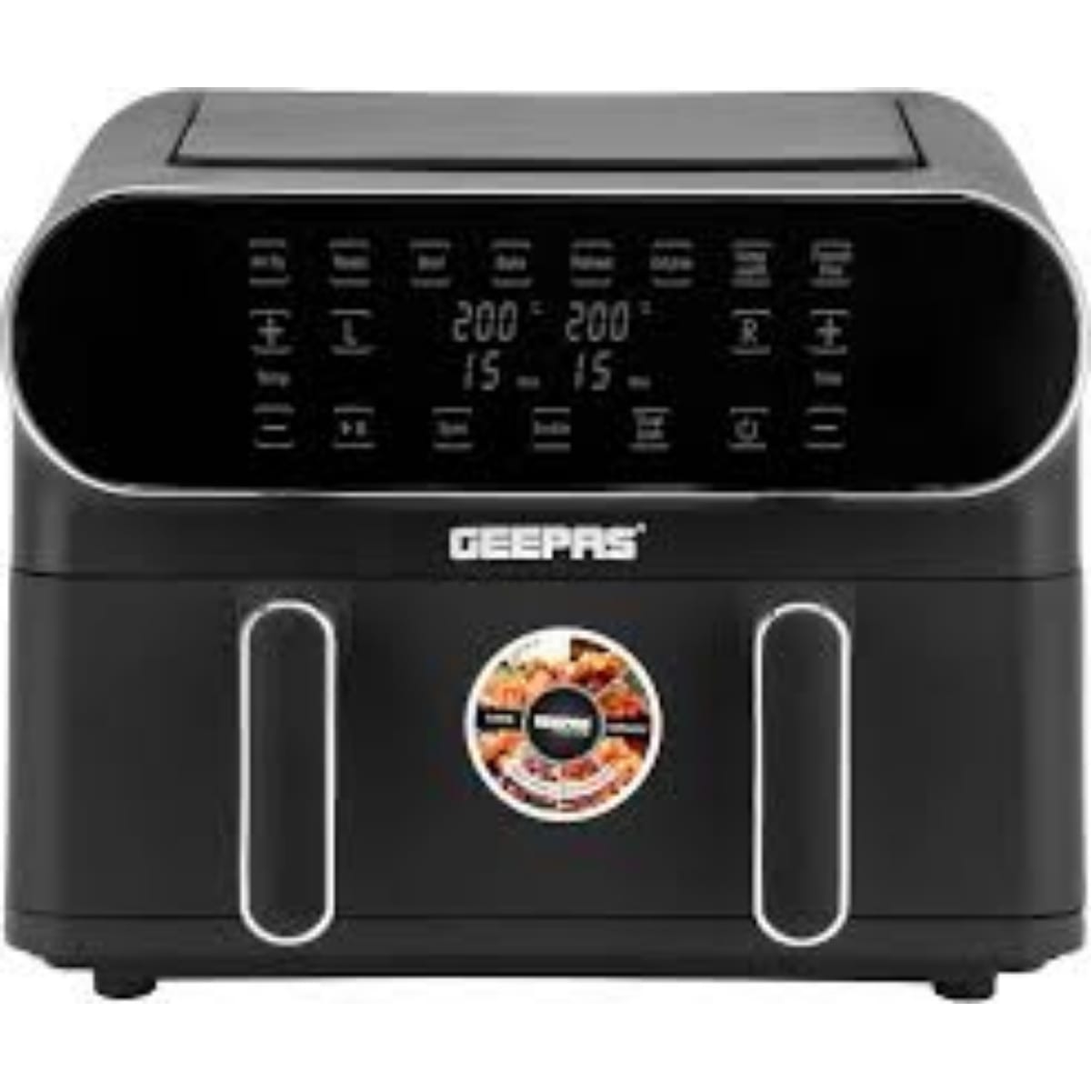 Geepas Digital Air Fryer- GAF37532|11L CapacFries, Steak, Chicken, Cake, Meat, Bread|5.5 L Dual Baskets with Separator| Digital Display, Multiple Function,Dehydrate, Broil, others, 1-60 Min Timer