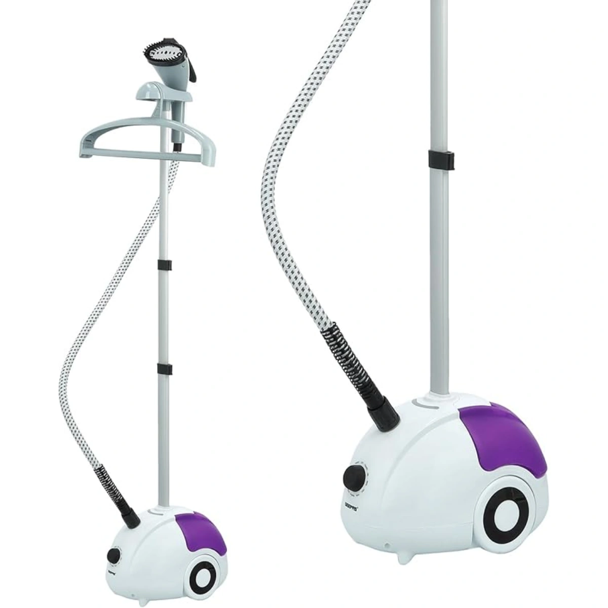 Geepas 1580w Garment Steamer, 1.5L Tank, 35g/min Steam Output, Anti-drip system, Auto Off Adjustable Poles, 3 Steam Levels, Overheat & Thermostat Protection, GGS25022