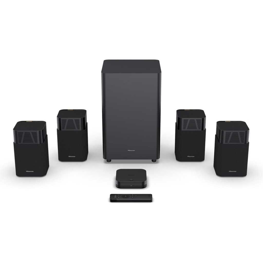 Hisense HT Saturn 4.1.2Ch Sound Bar with Wireless Subwoofer, Dolby Atmos, DTS:X, Bluetooth 5.3, EzPlay, 4K HDMI Pass Through, Roku TV Ready, HDMI/AUX/ARC/Optical/USB, 5 EQ Modes, Hi Concerto
