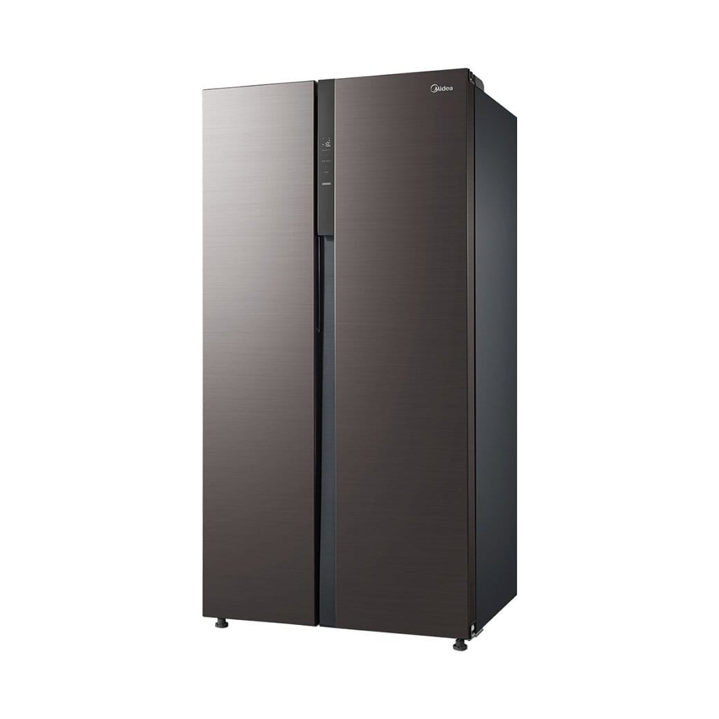 Midea 710L (510L Net) Side By Side 2 Door Refrigerator, Frost Free Fridge Freezer With Humidity Control, Electronic Touch Screen, Inverter Quattro, Adjustable Door Racks, Silver MDRS710FGU50D