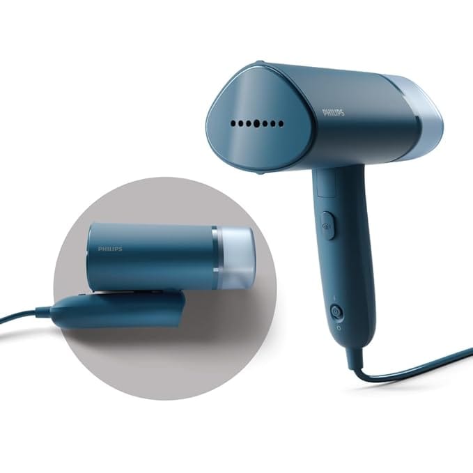 PHILIPS Handheld Garment Steamer STH3000/20 - Compact & Foldable, Convenient Vertical Steaming, 1000 Watt Quick Heat Up, up to 20g/min, Kills 99.9%* Bacteria