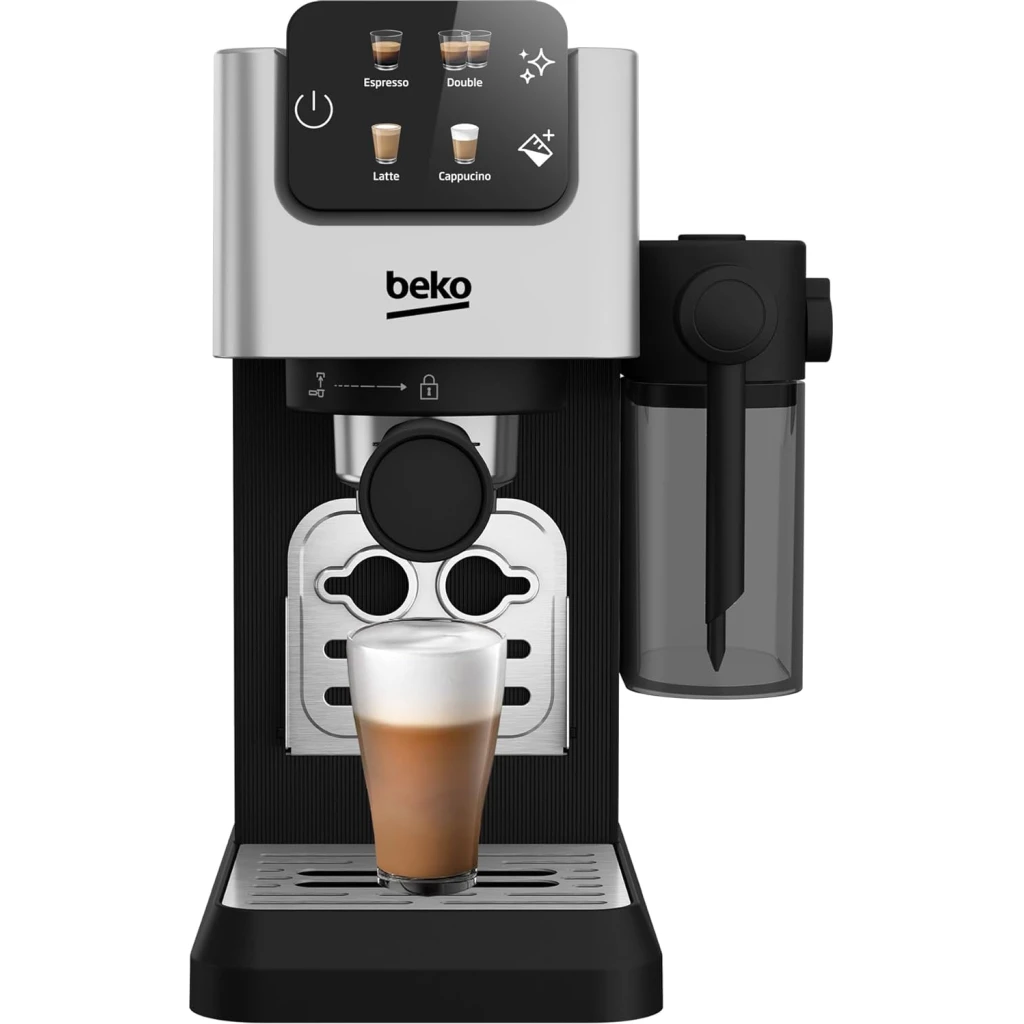 Beko Digital Espresso 15 Bar Pressure, 1.1L CAPACITY, 300ml Milk Container, LCD Screen, 1628 Watts, Ground Bean Storage CEP5304X - Stainless Steel
