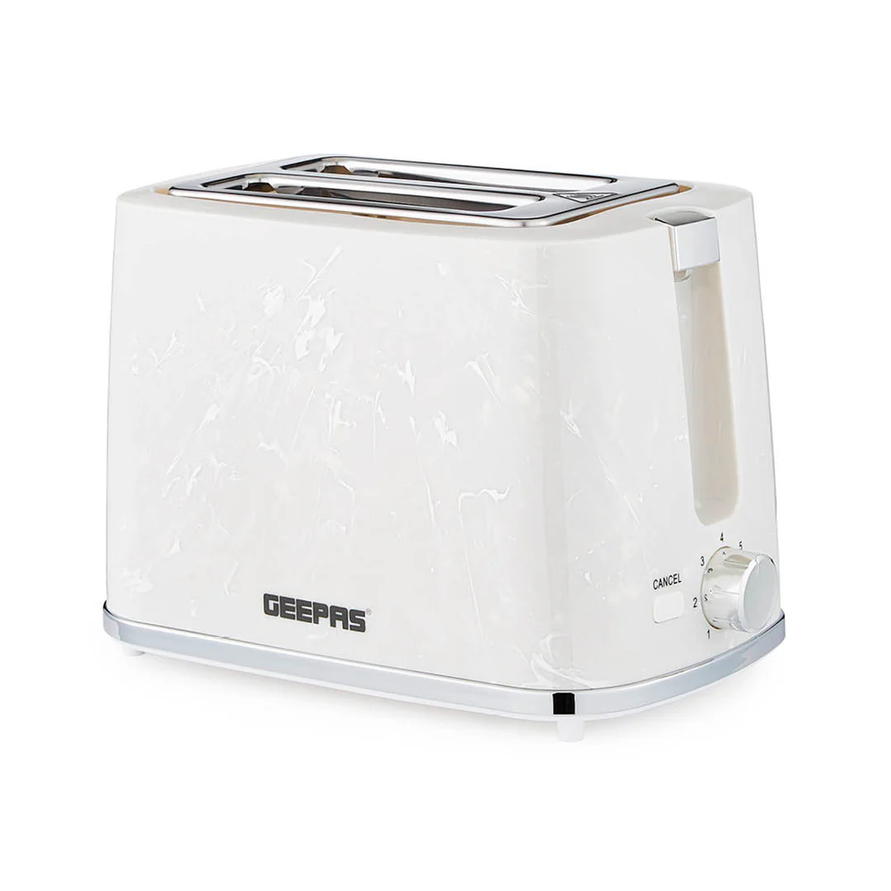 Geepas GBT36555 White 2-Slice Bread Toaster With 7-Level Browning Control