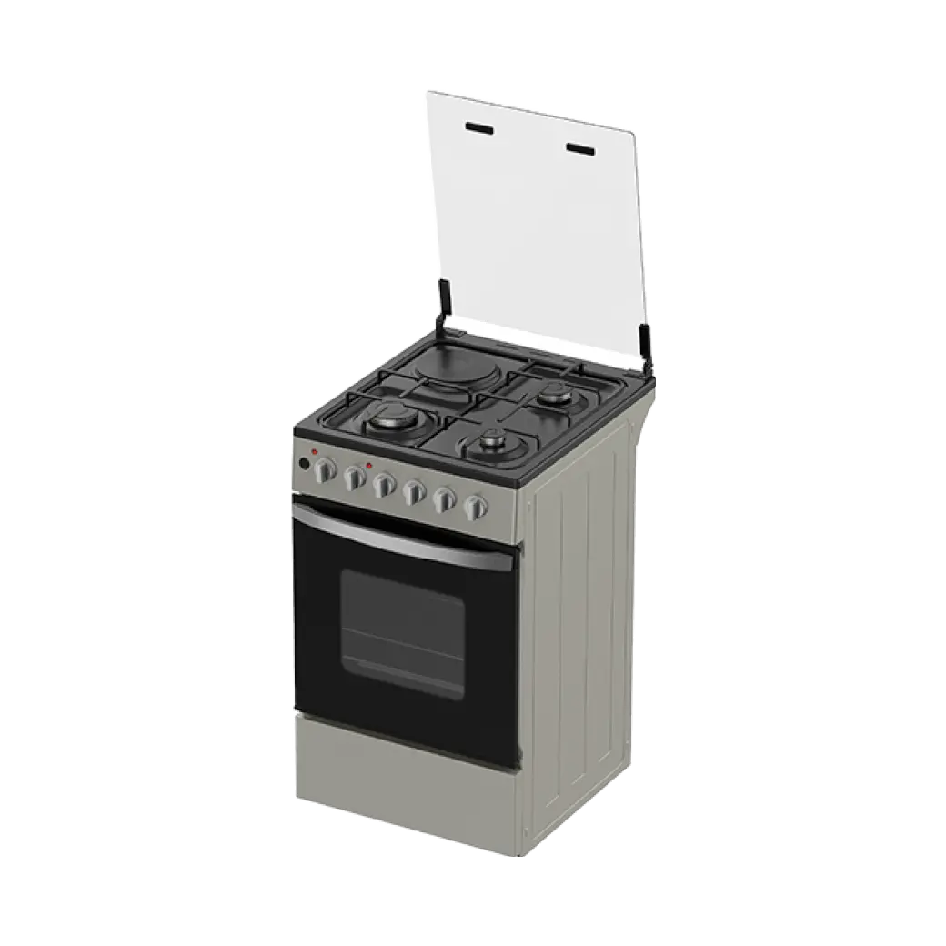 Midea 60×50 Cooker – 3 Gas Burners + 1 Electric Hotplate with Electric Oven – Model 50E3G1H-SL