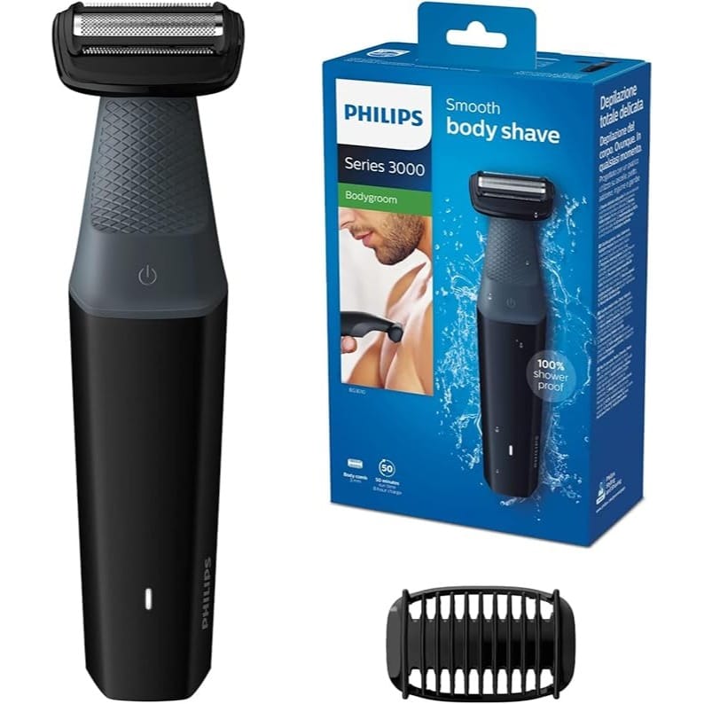 Philips 3000 Series Waterproof Body Clipper with 1 Clipper Clip, 3 mm, 50 min Battery Life for 8 Hours of Charging (Model BG3010/15)