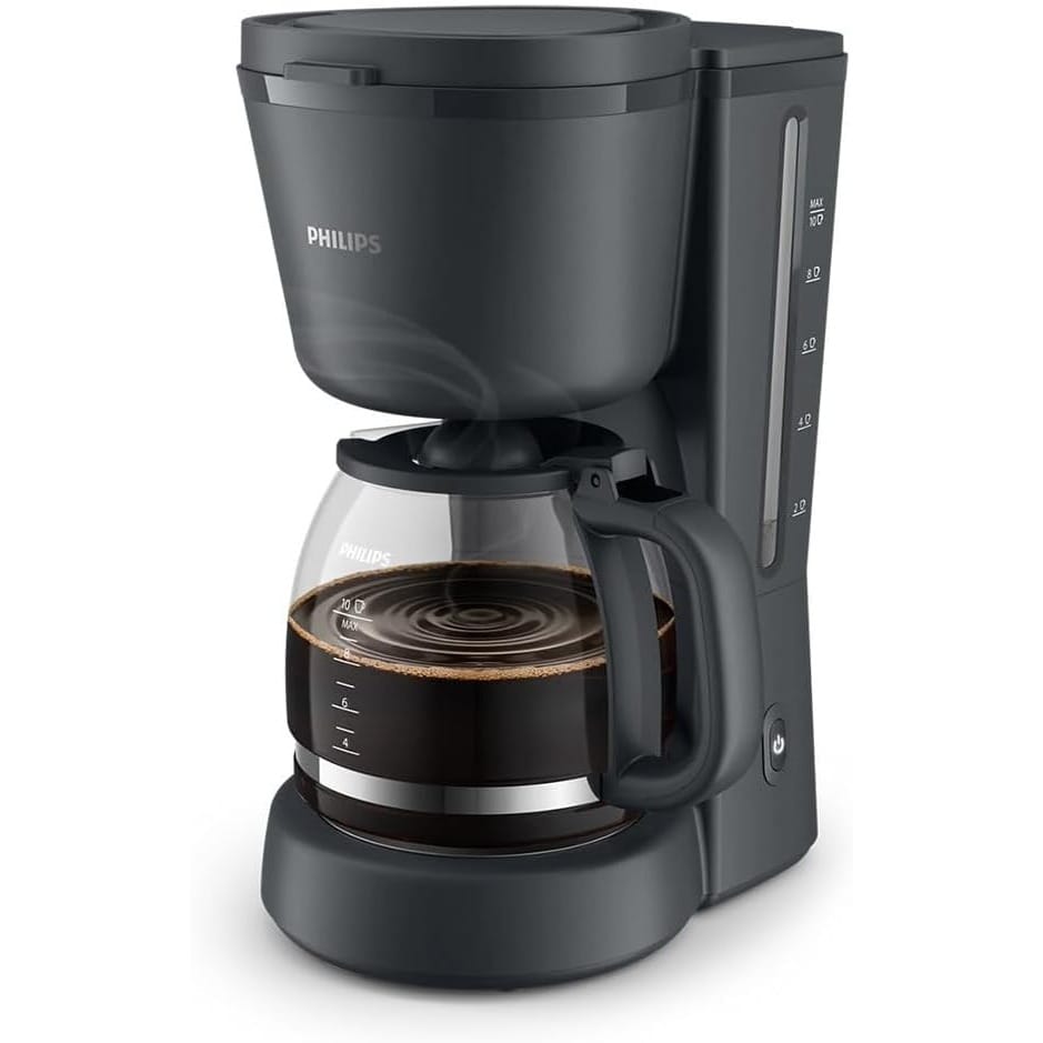 Philips Drip Coffee Maker - 1.2 Liter Capacity, Up to 10 Coffee Cups, Glass Jar, Auto Shut Off Function, Keep Warm Function, Black, 1000w - HD7430/90