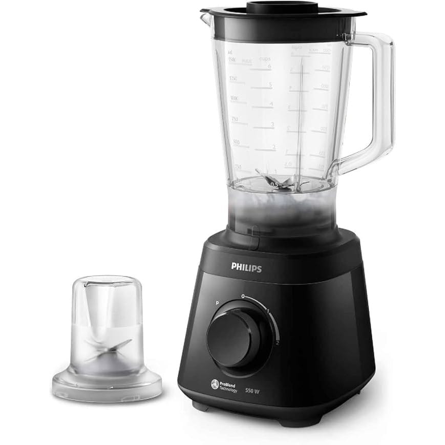 Philips Blender Daily Collection - 550W, 2L Plastic Jar, ProBlend Technology, 2 Speeds + Pluse, Black - HR2141/90