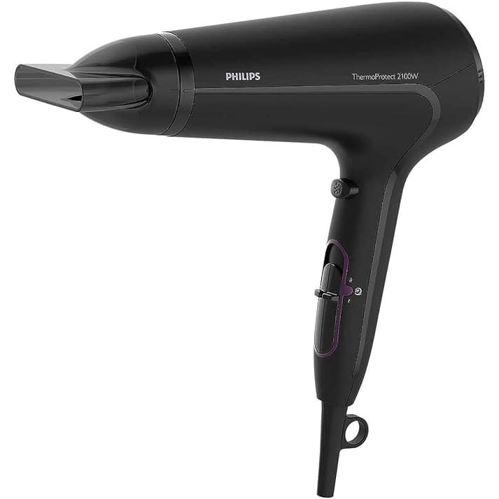 Philips ThermoProtect Hairdryer, 2100w, Cool Shot, Slim Styling Nozzle, 6 Speed and Temperature Settings, 3-Pin, HP8230/03.