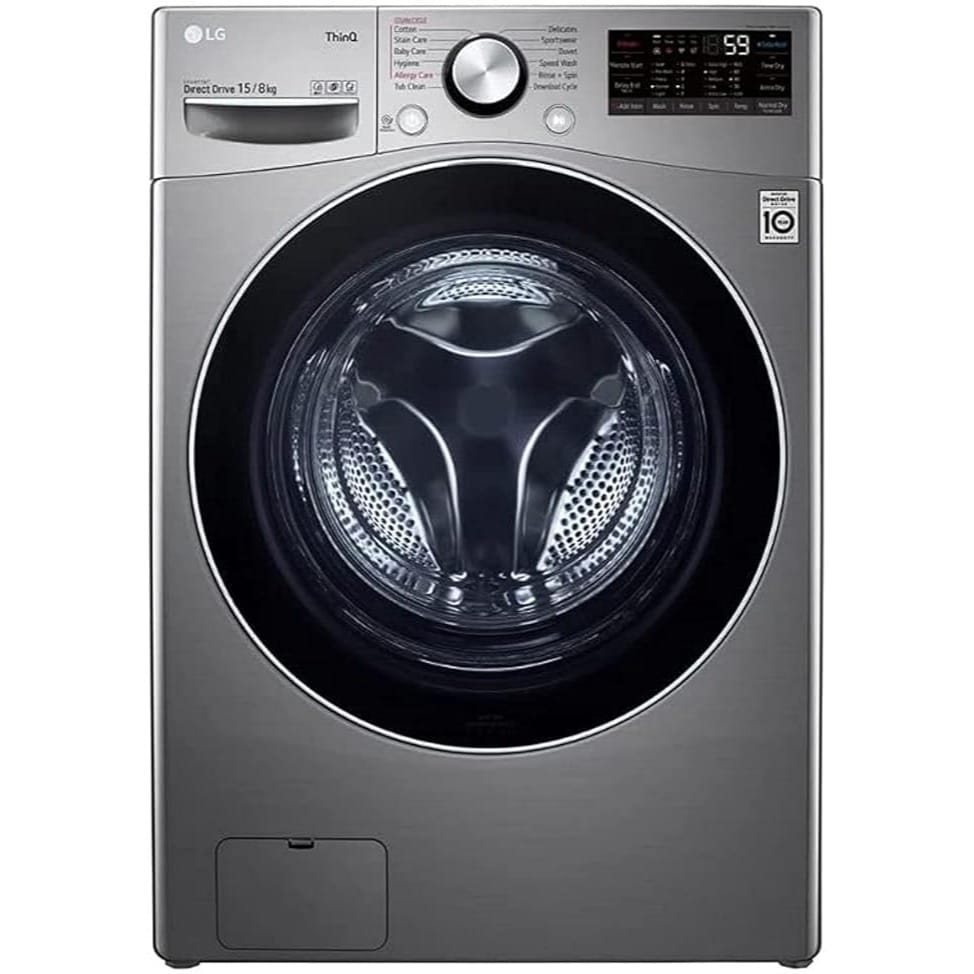 LG 15 Kg Washer & 8 Kg Dryer Front Load, Direct Drive Motor 1400 RPM 12 Programmers Color Silver Model - F0L9DGP2S