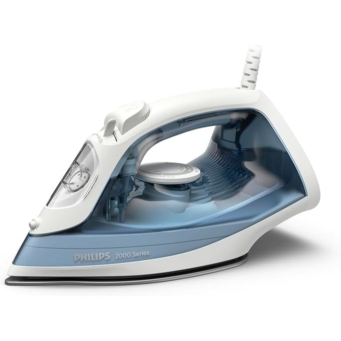 Philips Steam Iron 2000 Series - 2000W, 25 g/min Continous Steam, 100g Steam Boost, Non-stick Soleplate, Drip-stop, 4 Steam Settings, Light Weight, Blue