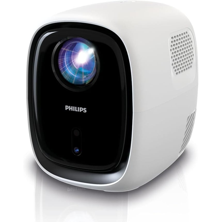 Philips NeoPix 130, Home Theater Video Projector, Advanced Image Correction, Full HD 720p, Advanced LED Light Source, Wi-Fi Mirror Mode, Stereo Sound, Connected Operating System, White