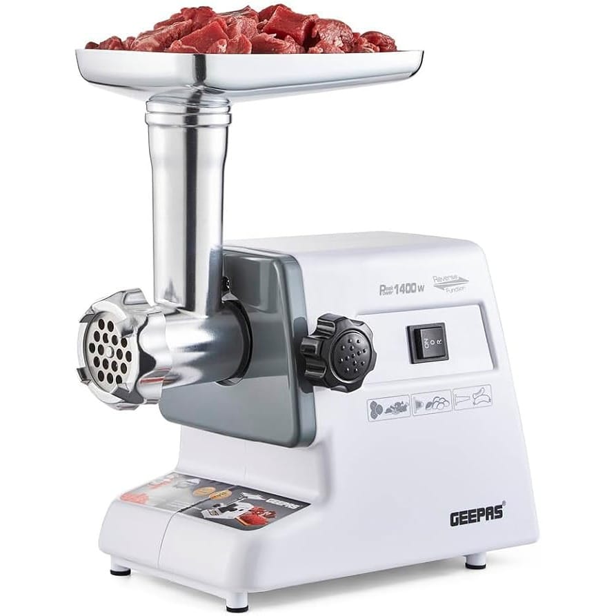 Geepas Electric Meat Grinder, Capacity 1 Kg, White, GMG767