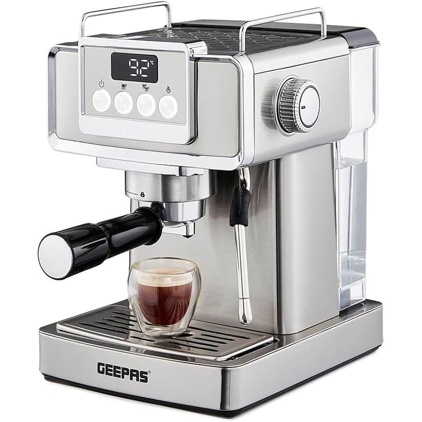 Geepas GCM41520 20Bar Power Cappuccino Maker. With a powerful 1140 watt motor and 20 bar power pressure
