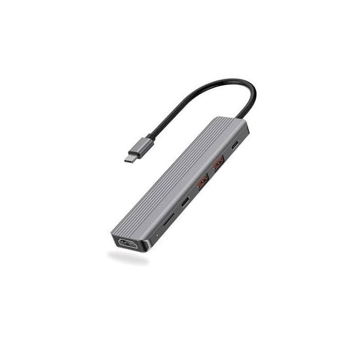 Powerology P61HBC 6-in-1 Slim 4K HDMI USB-C Hub – Black