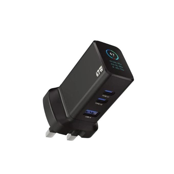 Powerology GaN 67W Multi-Port Fast Charging Adapter – Compact Universal USB-C PD Charging Solution