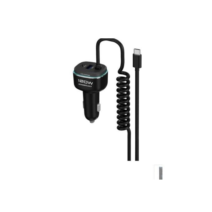 Powerology 120W Fast Car Charger – Multi-Device High-Speed Vehicle Charging Solution