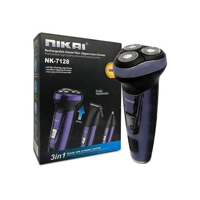 Nikai 3-in-1 Rechargeable Hair Trimmer Set – Hair Clipper, Smoother & Nose Trimmer – Black
