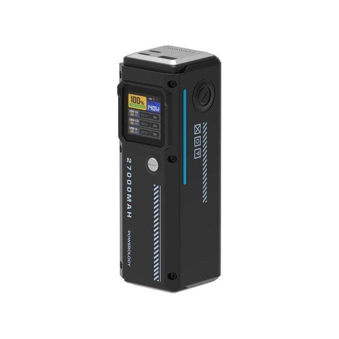 Powerology 140W Dual Channel Smart Battery Display Power Bank With Colorful LED 27000mAh