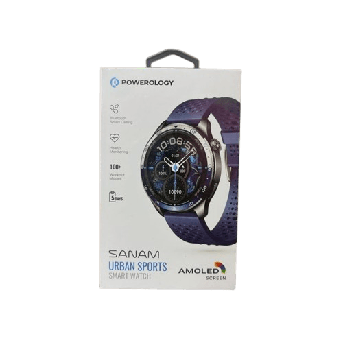Powerology Sanam Urban Sports Smart Watch, 1.43” AMOLED, Bluetooth Calling, 100+ Workout Modes, IP68 – Multicolor