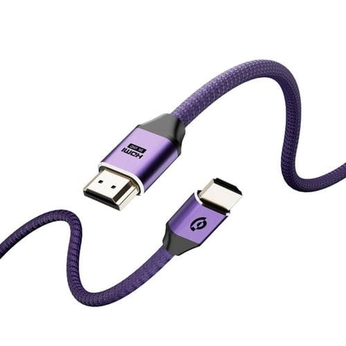 Powerology 8K HDMI Braided Cable 3M – 10K Resolution, 24K Gold Plated, Dolby Atmos Support – Purple