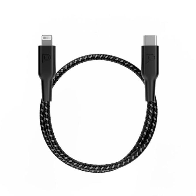 Powerology Braided USB-C to Lightning Fast Charge Cable PD 60W – MFi Certified, Fire-Resistant PVC – Black/Purple