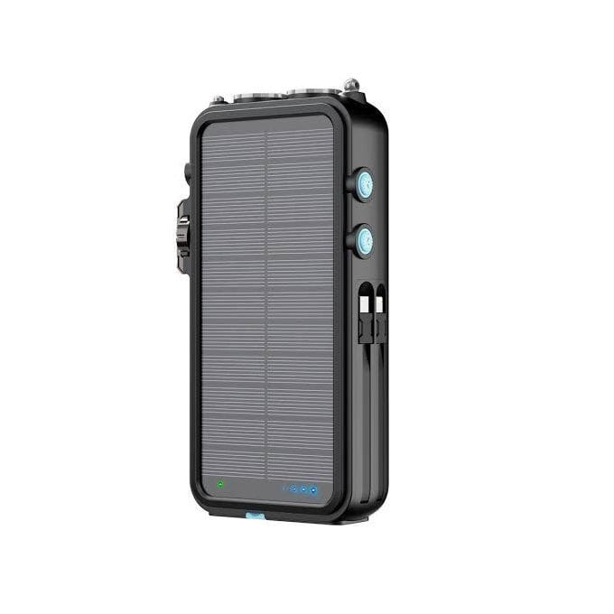 Powerology 16000mAh Solar Power Bank with FM Radio, Bluetooth Speaker & Emergency Light – Black