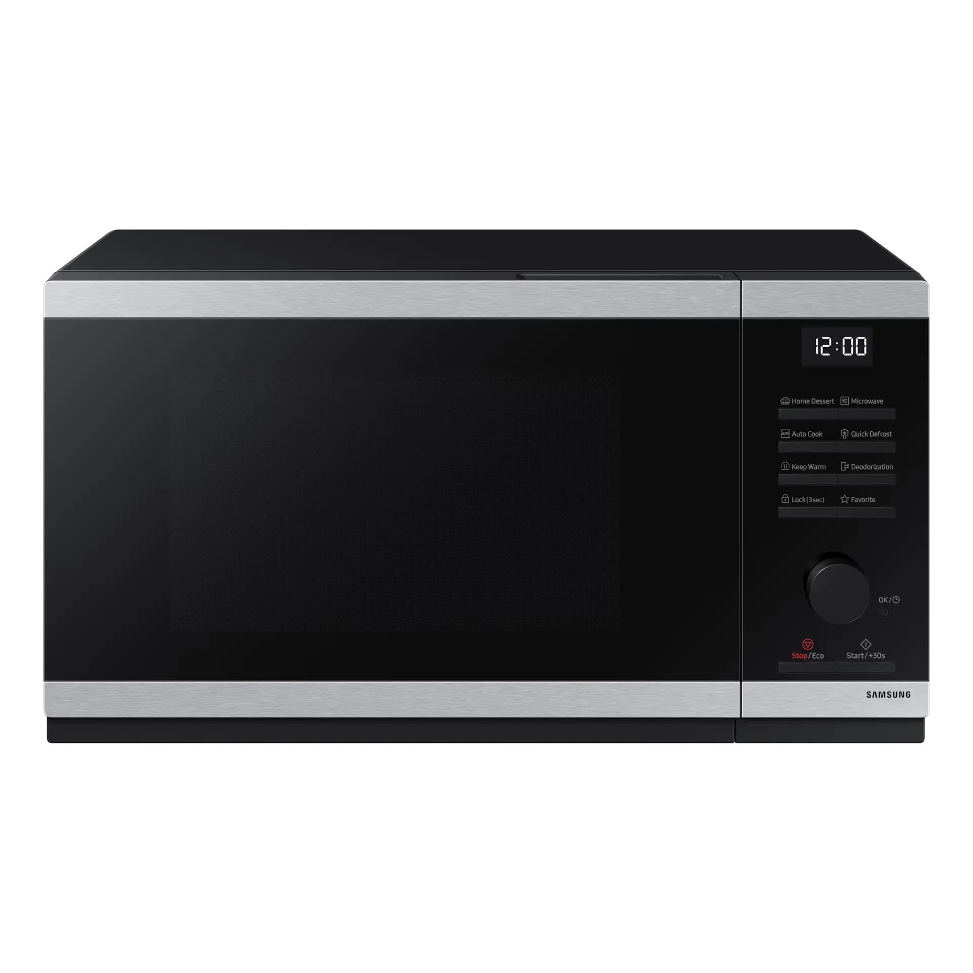 Samsung MS23DG4504AT Solo Microwave, 23 Litre, 800W Power, Triple Distribution System, Quick Defrost, Ceramic Inside™, Dial & Button Control, Silver