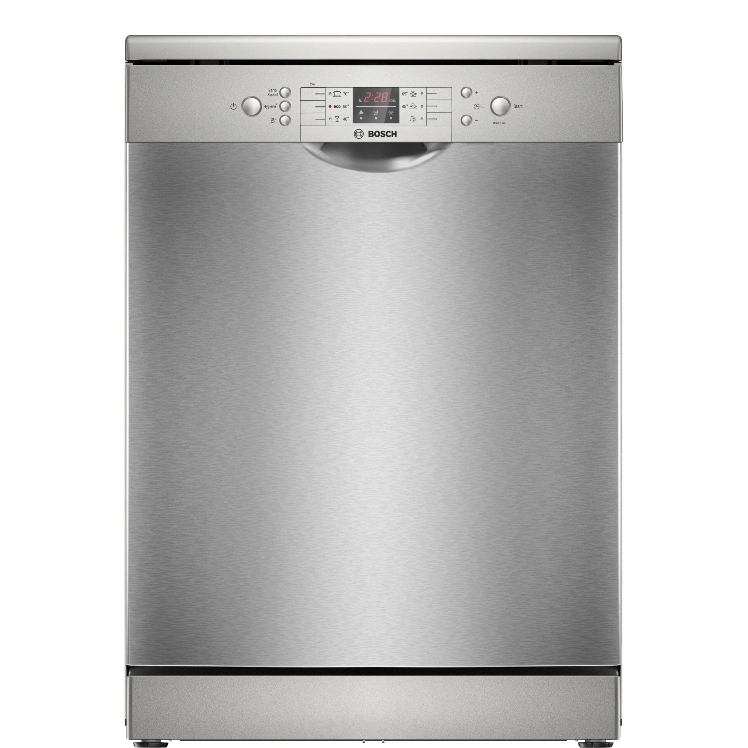 Bosch Series 2 Free‑Standing Dishwasher 60cm, 12 Place Settings, ExtraDry, EcoSilence Drive – Brushed Steel Anti‑Fingerprint SMS26AI00M