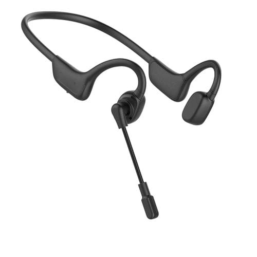 Porodo Soundtec VIBRIX Air Conduction Wireless Headset, Rotating Swivel Mic Boom, Sweat and Water-Resistant, 10 Hours Playtime, 150mAh Battery, 1.5H Recharge Time, Type-C Charging, 15mm Driver, Black