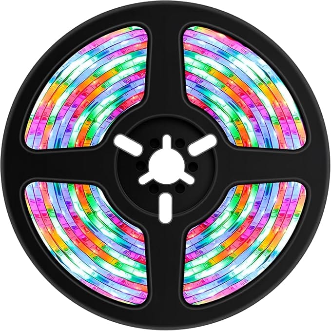 Porodo Blue 16.4 Ft Sound Reactive RGB Strip Light with 44 Key Remote Sound Reactive Jump Effects Fade Effects 5M Length Set Time -Remote