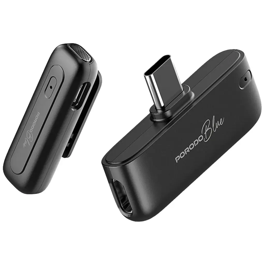 Porodo Blue Wireless Microphone - Black