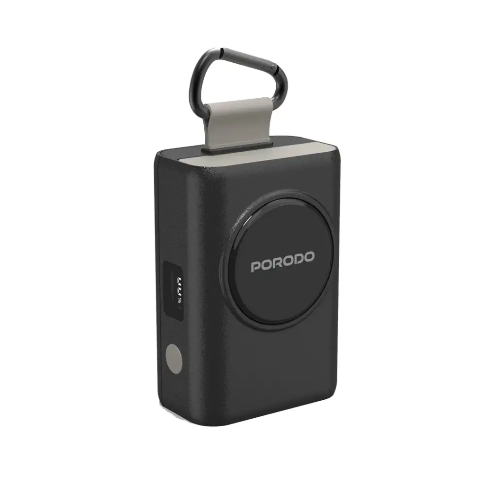 Porodo 10000mAh Power Bank PD 45W Fast Charging 10000 mAh with 70cm Retractable Type-C Cable & Built-In Safeguards / Digital Display Powerbank – Black