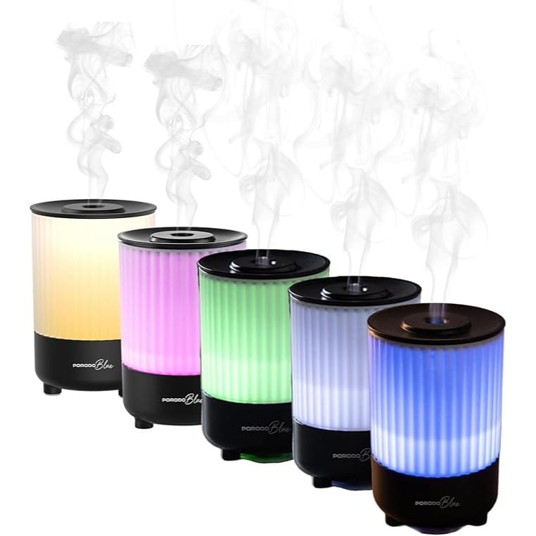 Porodo Blue Noa Aroma Diffuser, 150mL Capacity, Adjustable Brightness, 7 Color Modes, Mist Function, Aromatherapy, Portable, USB-C Powered for Home, Office, and Relaxation