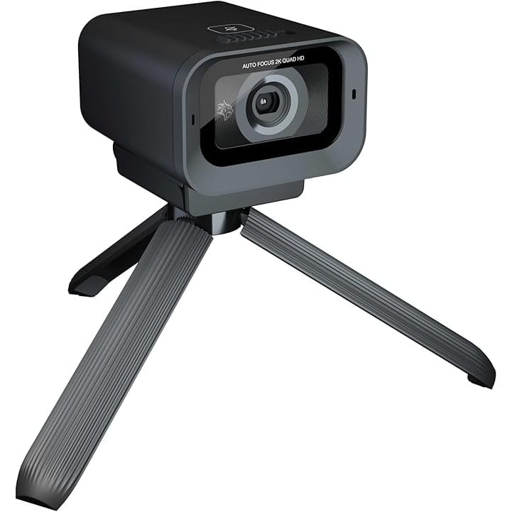 Porodo 2K 30fps Auto Focus Web Cam with in-built Mic and Tripod - Black