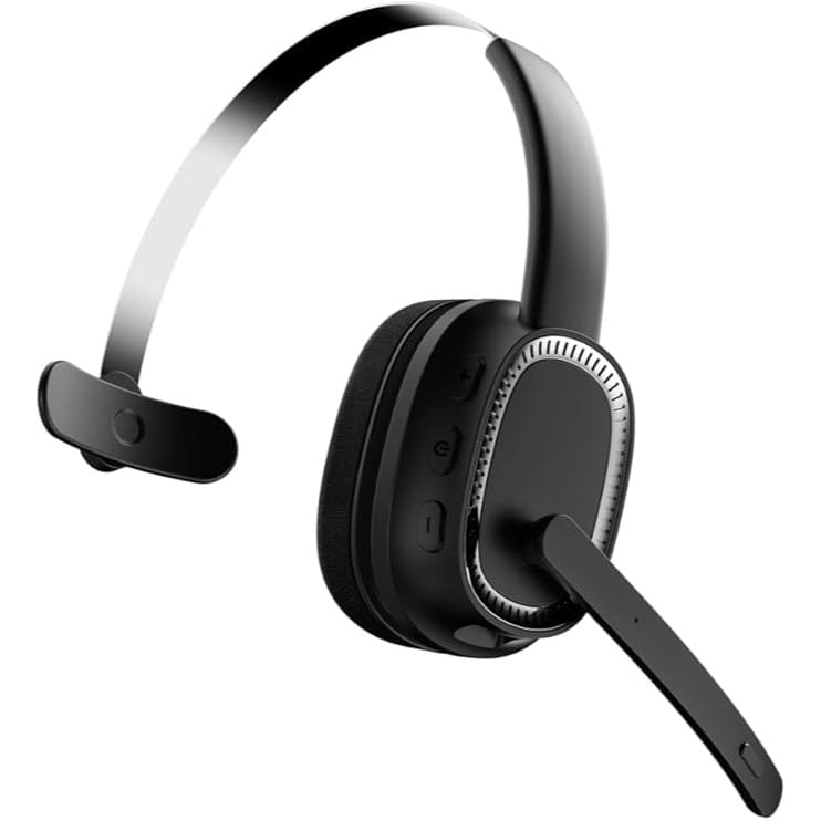 Porodo ENC-Wireless Work One-Ear Headphone, Lightweight On-Ear Single-Sided Headset, Noise-Cancelling Microphone for Internet Telephony and E-Learners, Mac, PC, & Laptop Connectivity, Mute Button