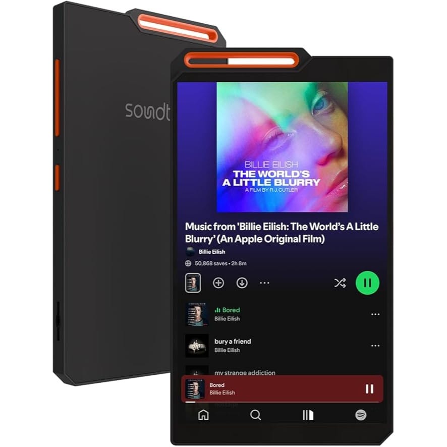 Porodo Soundtec Pod Pro Android Music Player – 4" Display, 1500mAh Battery,15 Hours Playtime, Type-C Charging, Bluetooth & Wi-Fi, Earphones Included, Multiple Languages, Immersive Audio - Black
