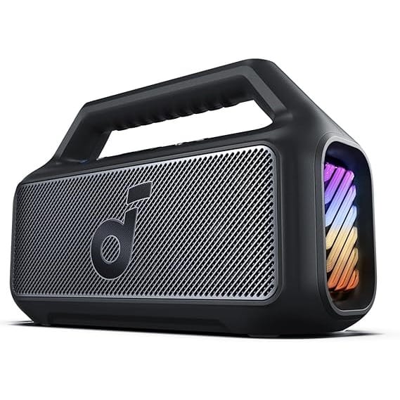 Soundcore Boom 2 By Anker, Outdoor Speaker, 80W, Subwoofer, BassUp 2.0, 24H Playtime, IPX7 Waterproof, Floatable, RGB Lights, USB-C, Custom EQ, Bluetooth 5.3, Portable for Camping and Beach - Black