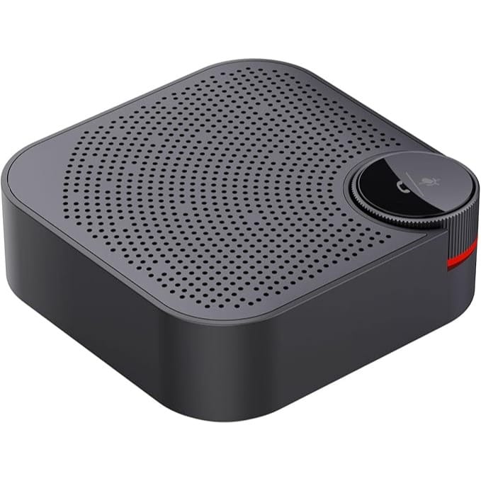 Porodo Bluetooth Conference Speaker 3 Meters Talking Distance, Omni-Directional Microphone, Plug & Play, Wired & Wireless Connection, 7 Hours Talk Time - Black